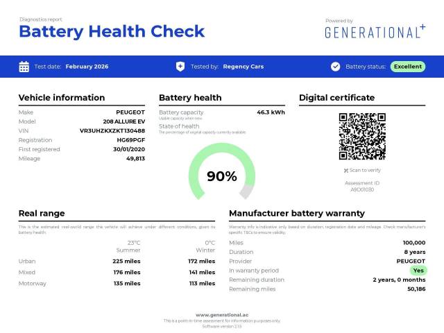 2020 Peugeot e-208 0.0 100kW Allure 50kWh 5dr Auto